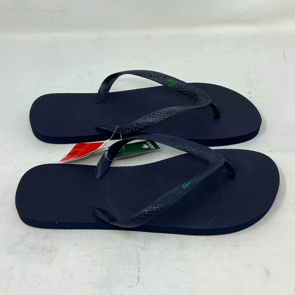 Lacoste Flip‎ Flop Beach Sandals Black with Logo Men's US Size 13 VTG NWT